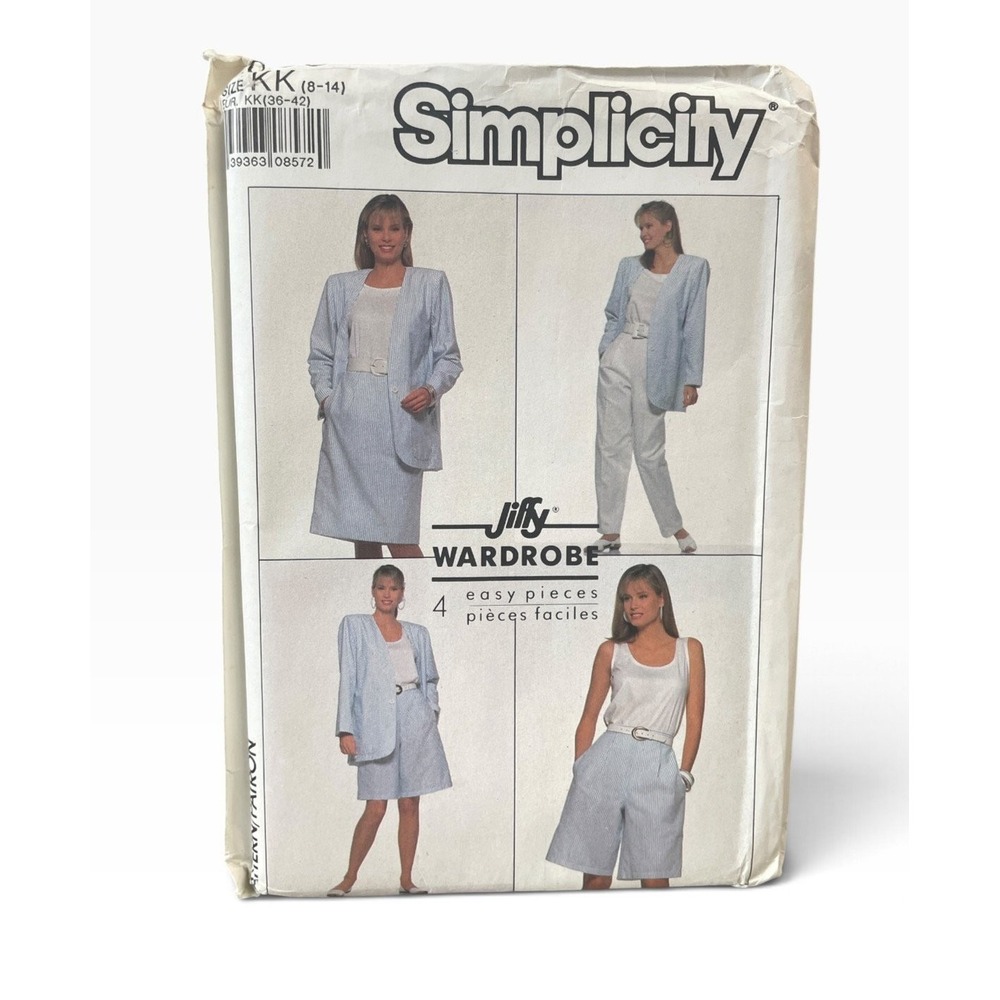 Simplicity 9053 Jiffy Wardrobe Jacket Pants Skirt Shorts Size 8-14 Vintage Uncut